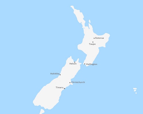 Kaart Nieuw Zeeland
